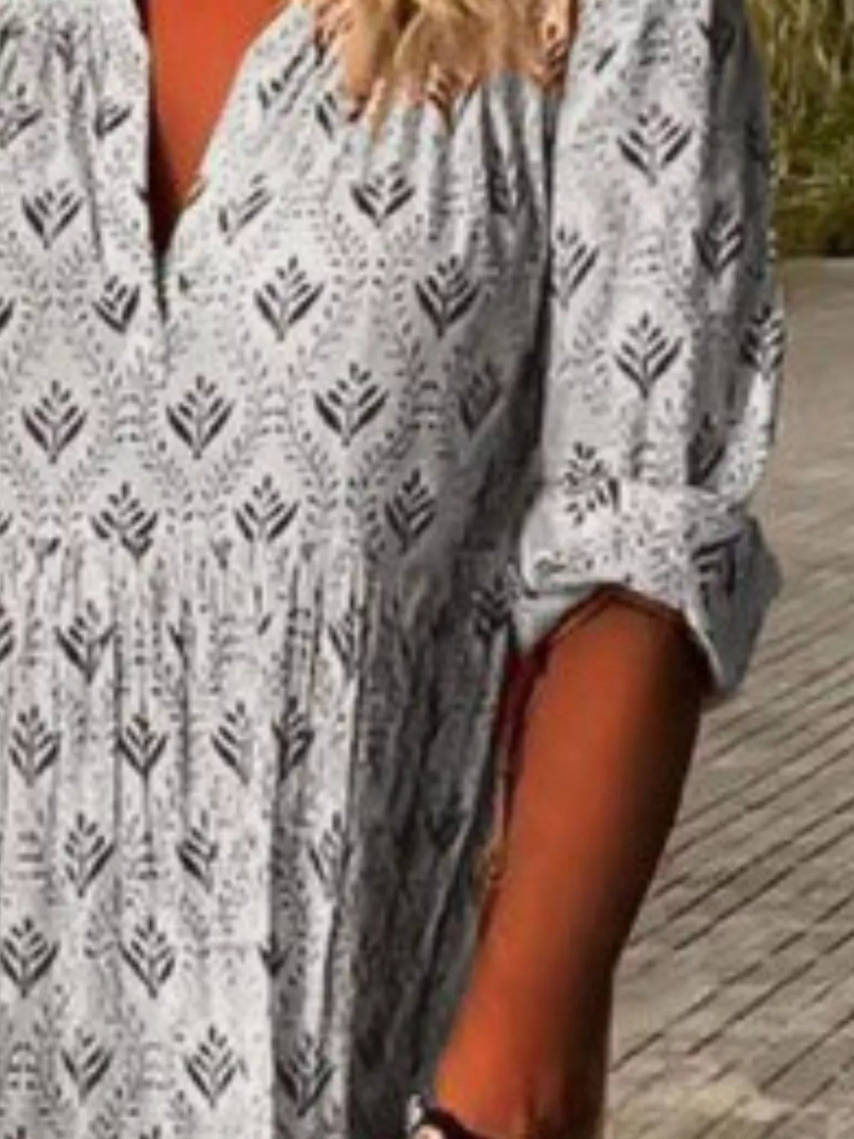 Printed Tiered Maxi Dress with Notch Neck