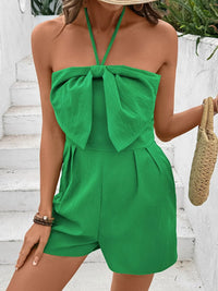 Emerald Bow Halter Playsuit