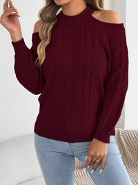 Cold-Shoulder Cable-Knit Jumper