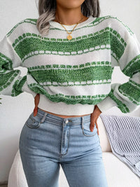 Colour-Block Cropped Knit Jumper