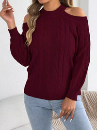 Cold-Shoulder Cable-Knit Jumper