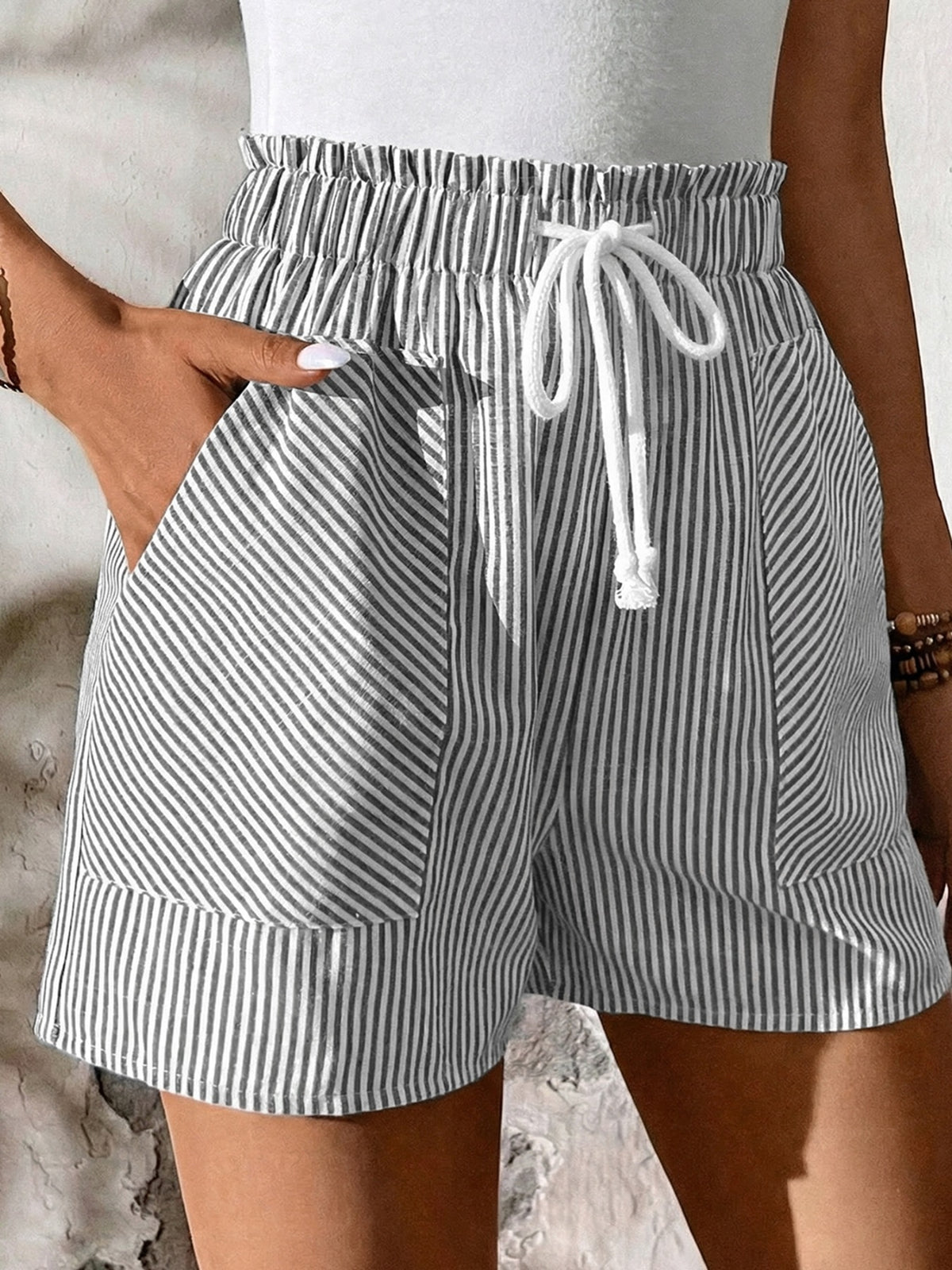 Pinstripe Drawstring Lounge Shorts