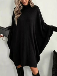 Oversized Ribbed Roll-Neck Jumper Dress