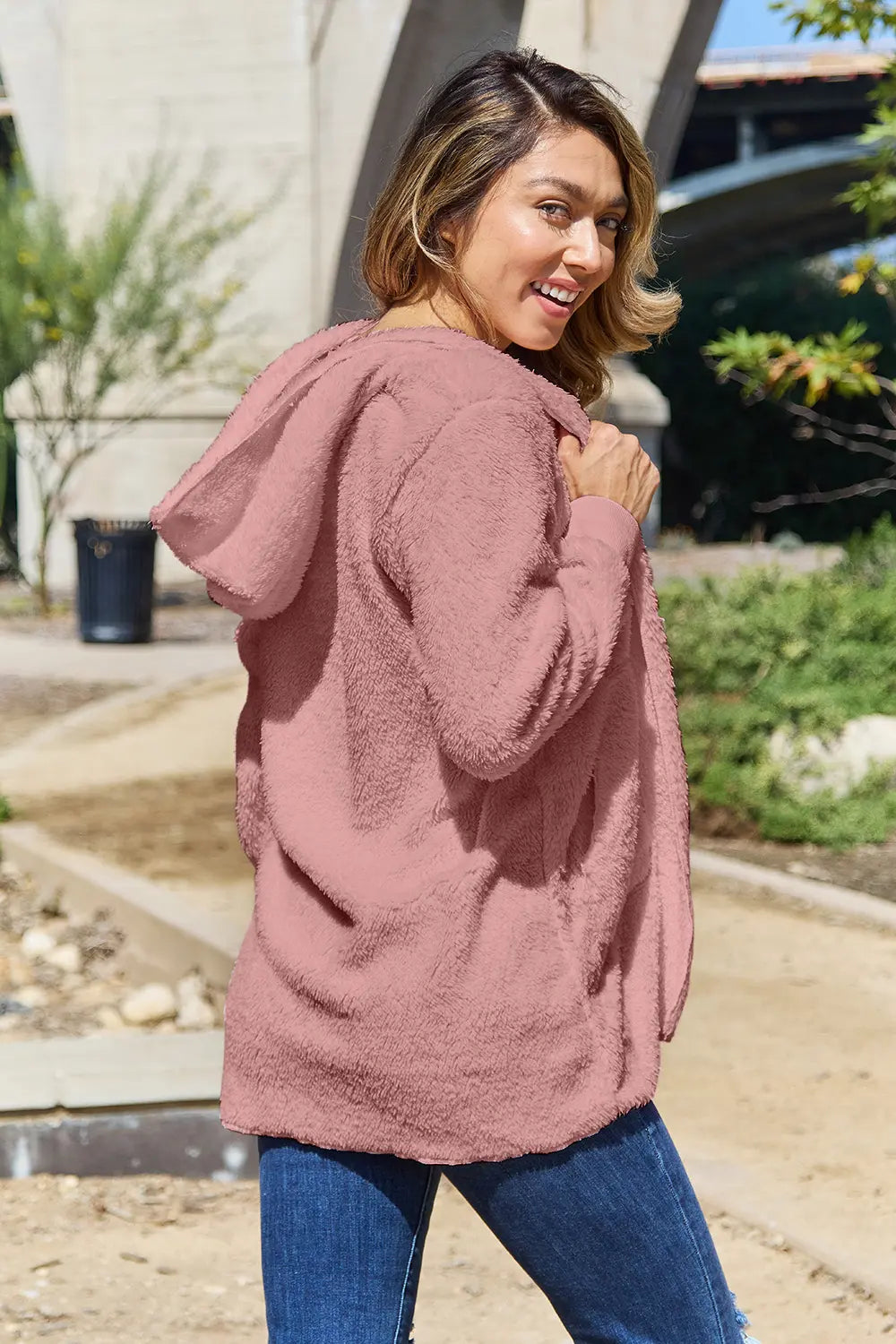Cosy Teddy Hooded Jacket with Pockets