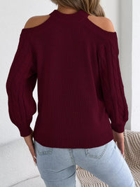 Cold-Shoulder Cable-Knit Jumper