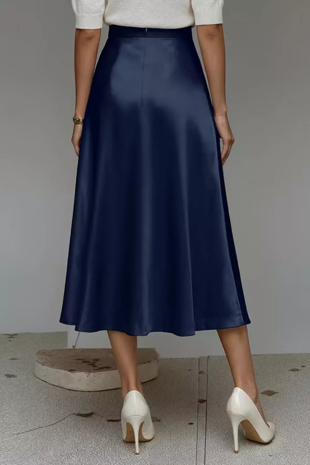 Liquid Satin A-Line Midi Skirt