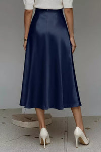 Liquid Satin A-Line Midi Skirt