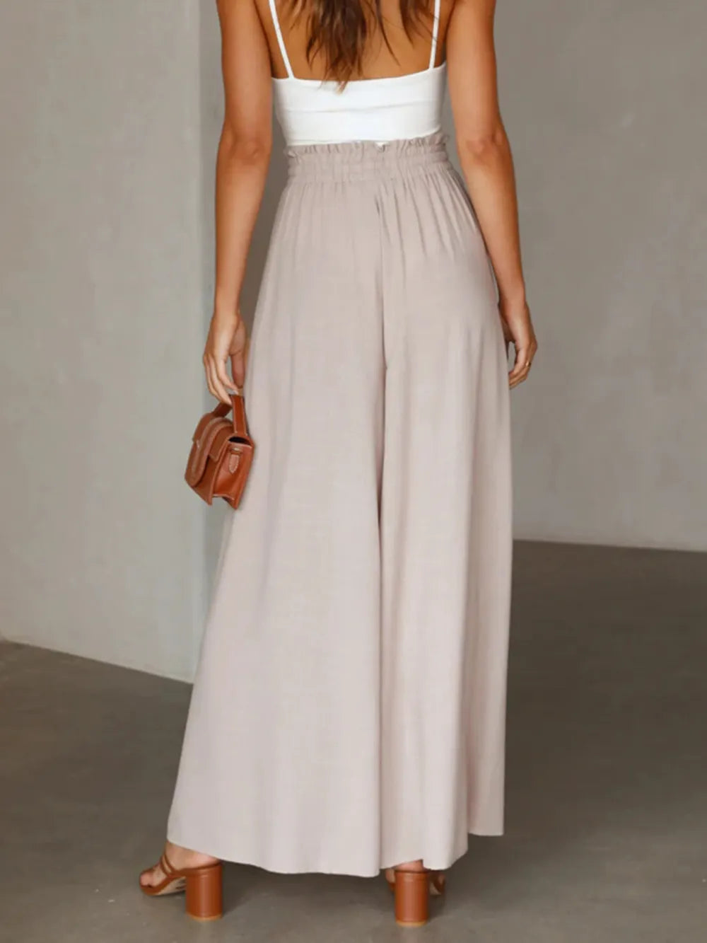 Terracotta High-Waist Palazzo Trousers