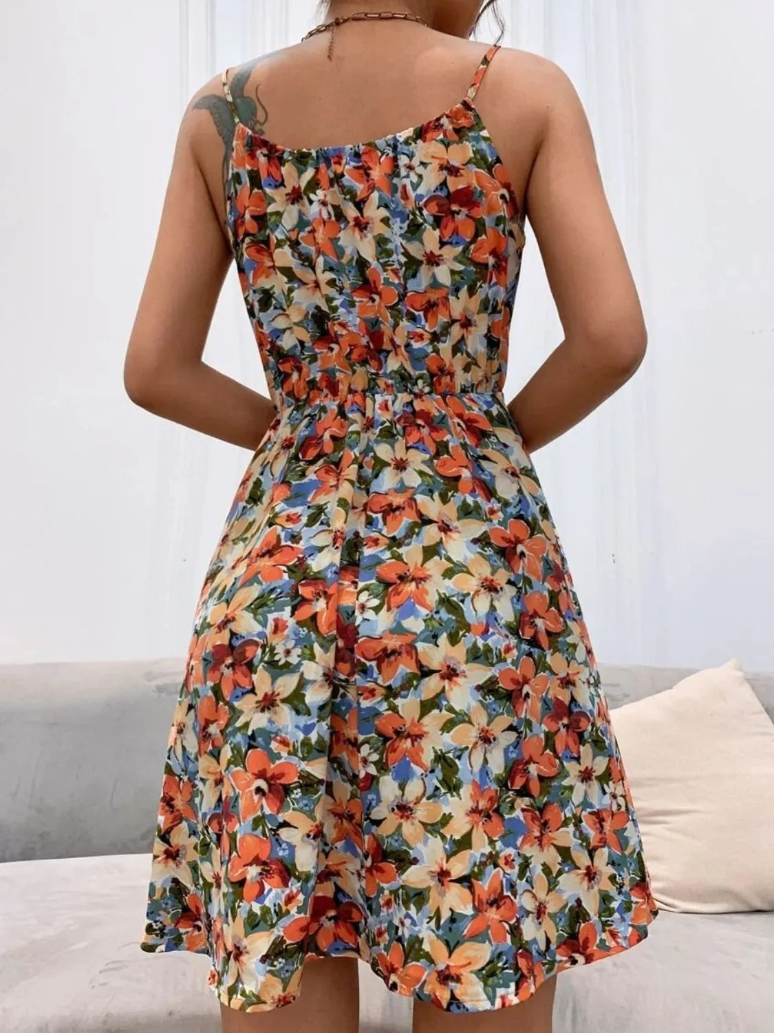 Midnight Bloom Strappy Summer Mini Dress