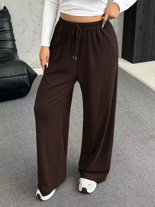 Drawstring Wide-Leg Lounge Trousers