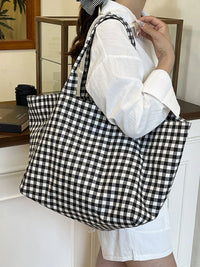 Gingham Canvas Shopper Tote