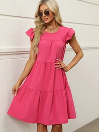 Sweet Tiered Ruffle-Sleeve Mini Dress