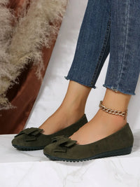 Bow-Front Round-Toe Ballet Flats