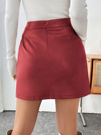 Faux-Leather Zip Mini Skirt