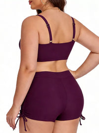 Plus Size Ruched Drawstring Swim Set