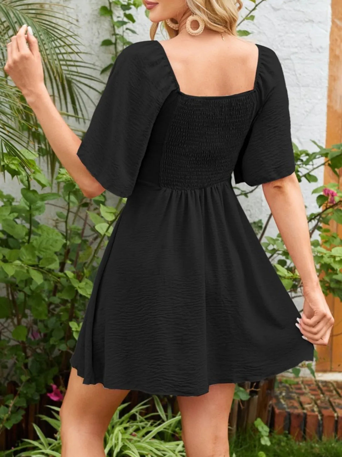 Tie-Front Flutter-Sleeve Beach Dress