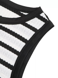 Monochrome Stripe Bodycon Midi Dress