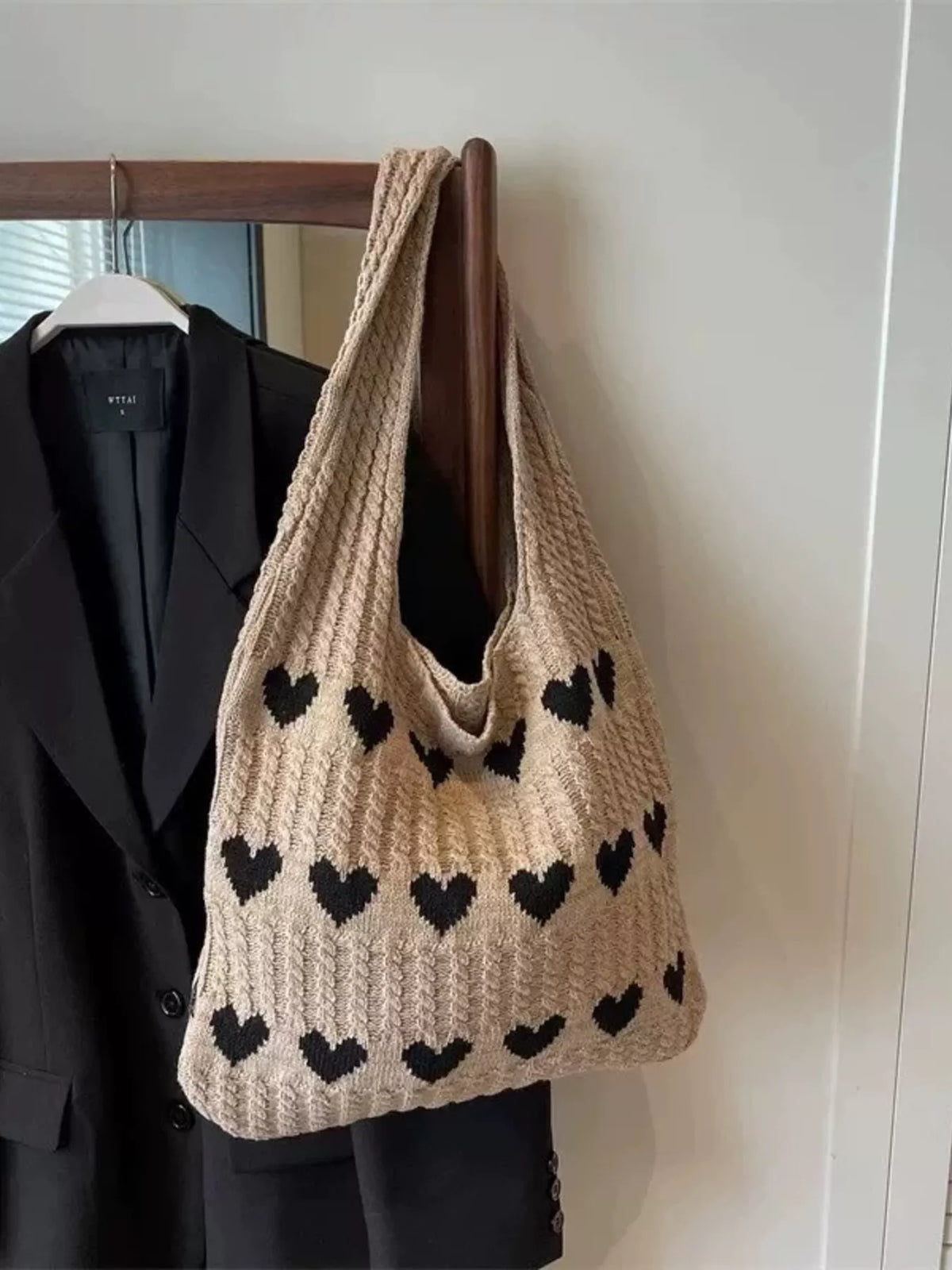 Sweetheart Knitted Top-Handle Bag