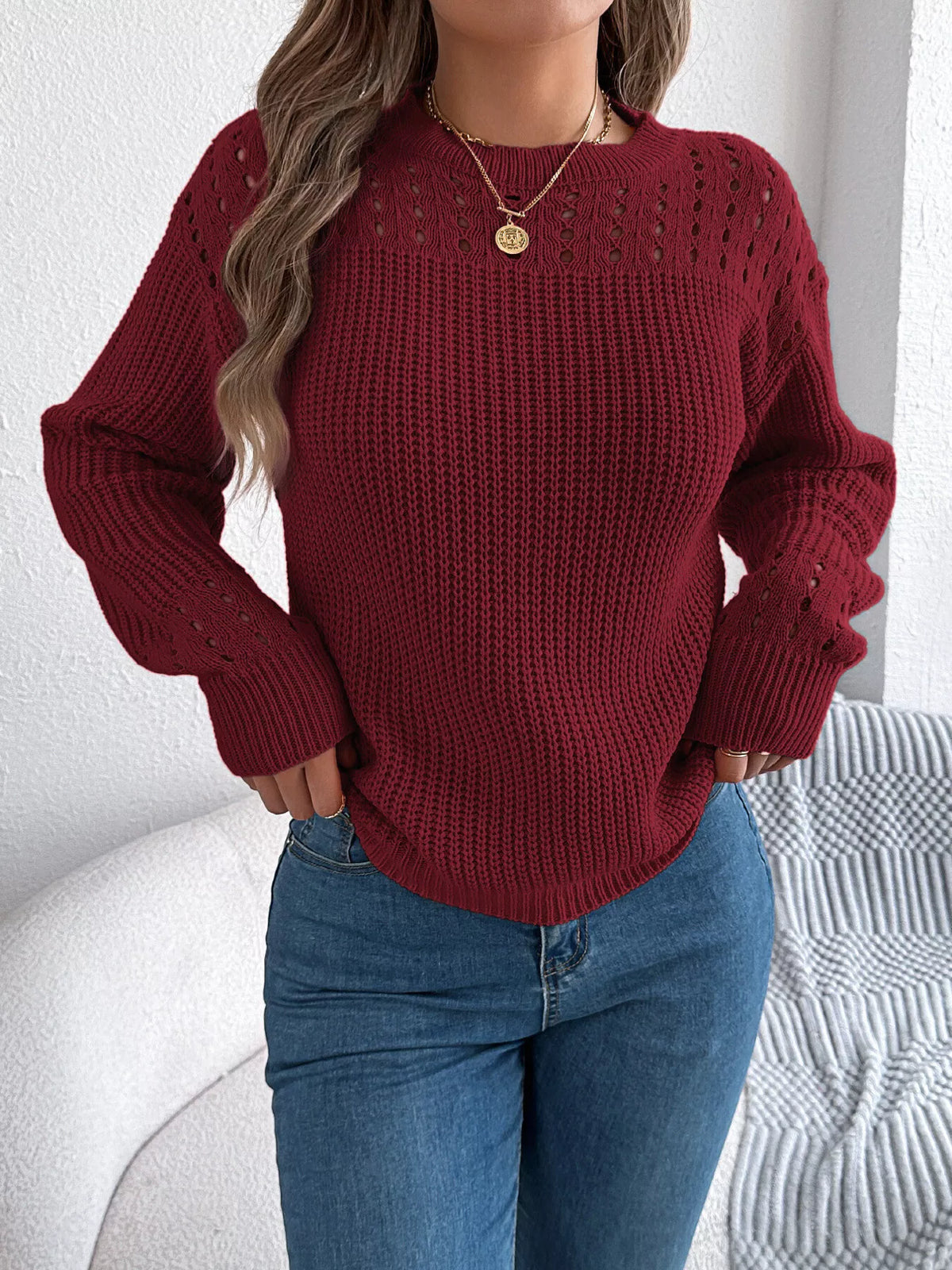 Openwork Cable-Knit Jumper