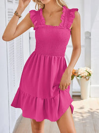 Sun-Kissed Smocked Square-Neck Dress