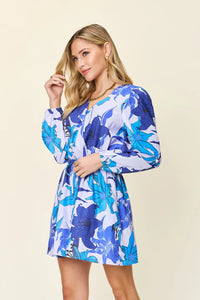 Blue Bloom Long-Sleeve Playsuit
