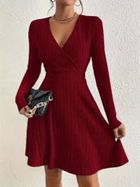 Soft Ribbed Wrap Knit Mini Dress