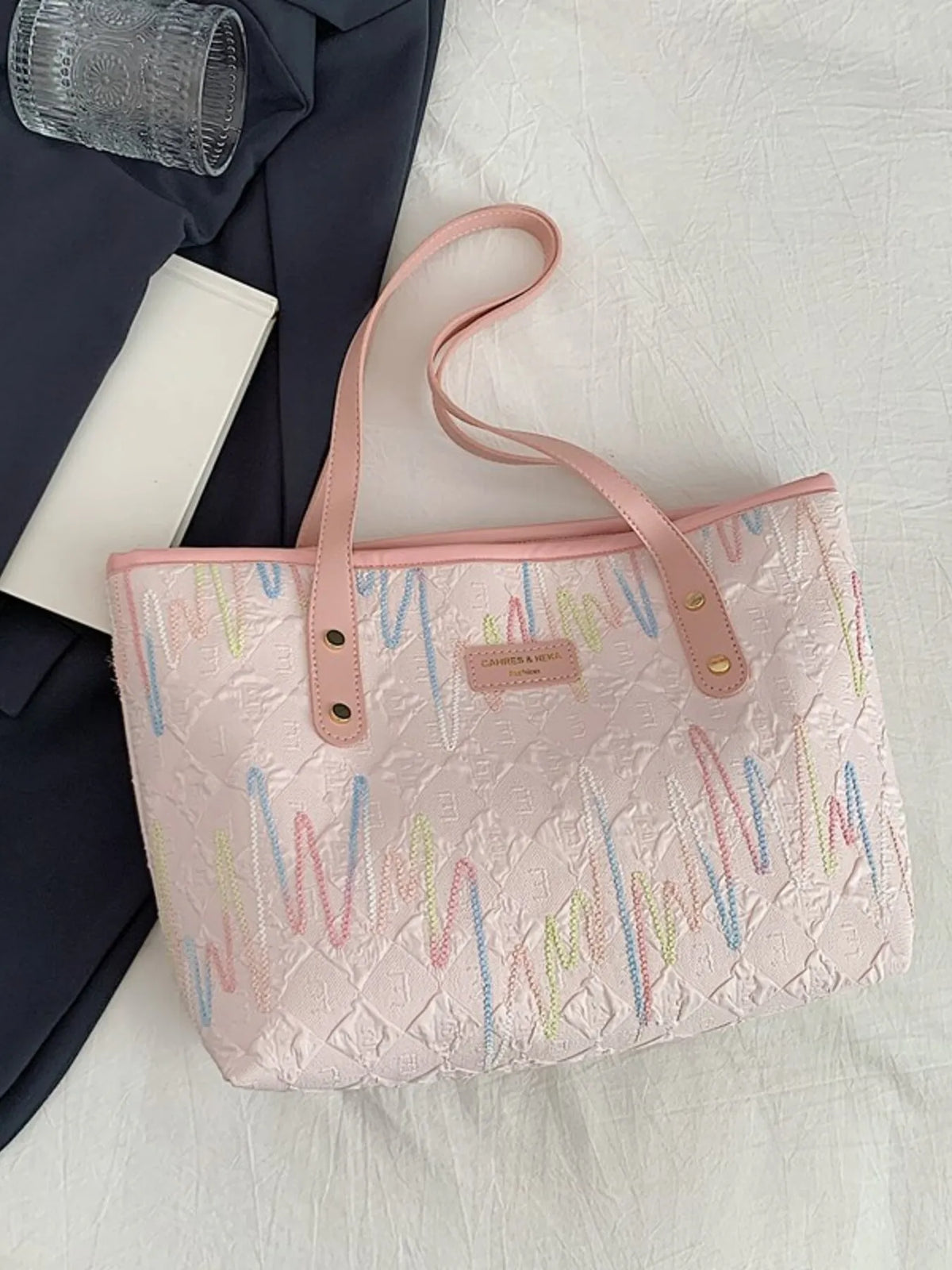 Soundwave Print Faux-Leather Tote