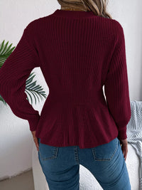 Crew-Neck Cable-Knit Peplum Jumper