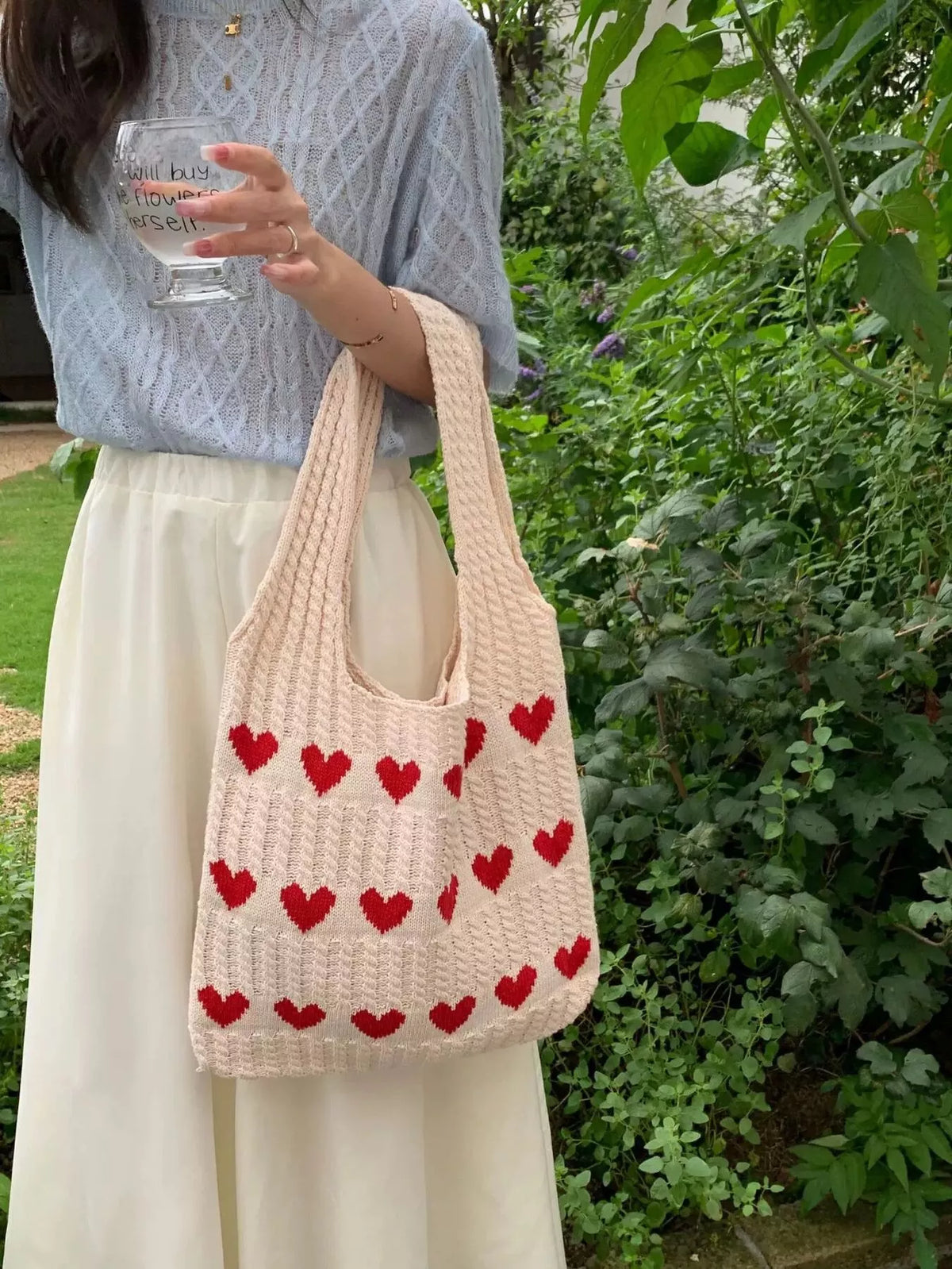 Sweetheart Knitted Top-Handle Bag