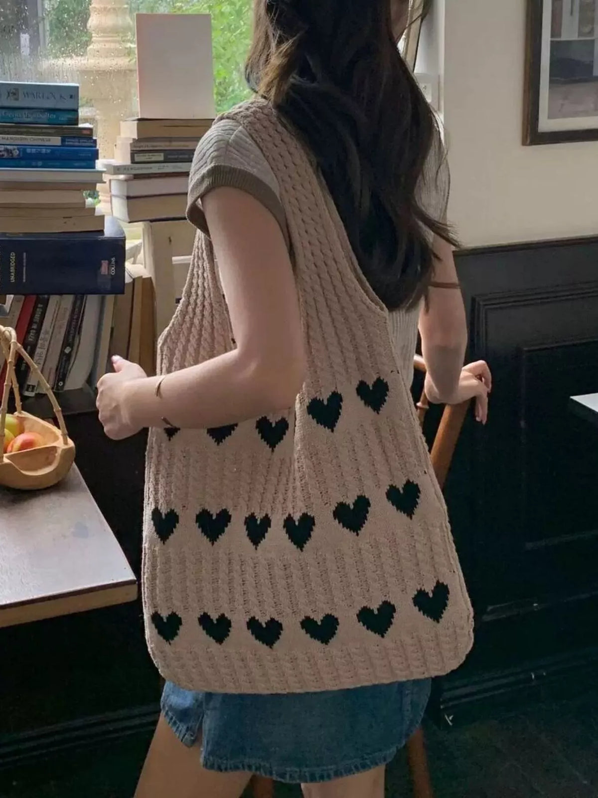 Sweetheart Knitted Top-Handle Bag