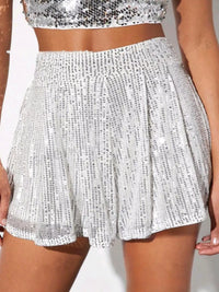 Silver Sequin Party Shorts