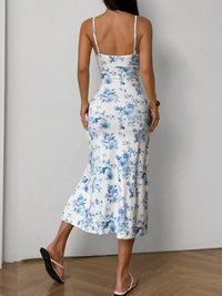 Porcelain Bloom Ruched Slip Dress