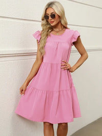 Sweet Tiered Ruffle-Sleeve Mini Dress