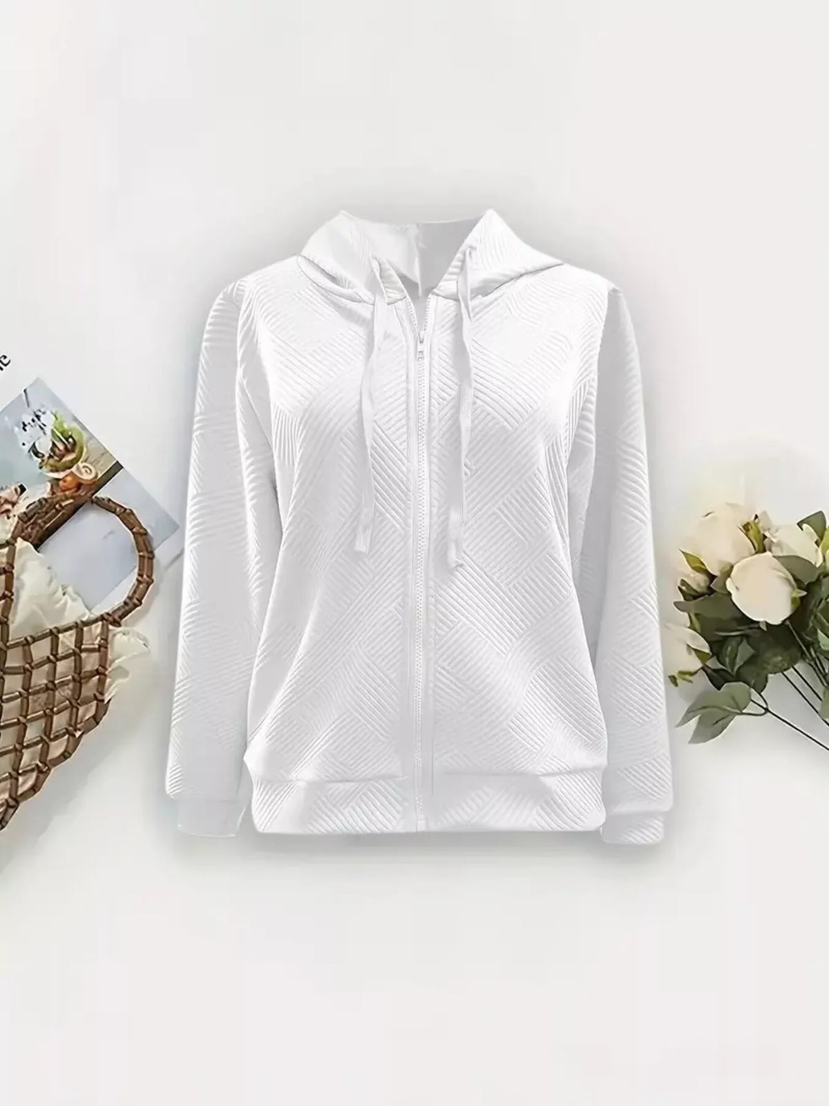 Everyday Textured Zip-Up Hoodie