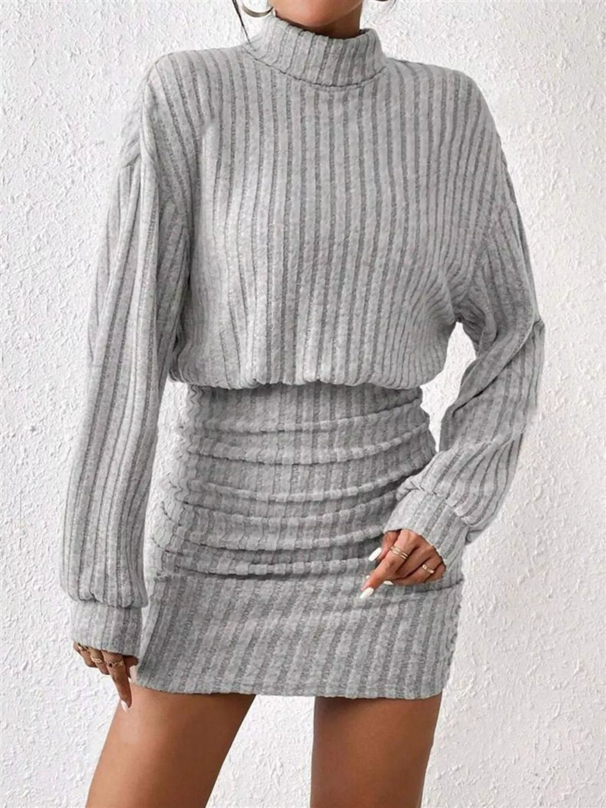 Cosy Knit Roll-Neck Bodycon Mini