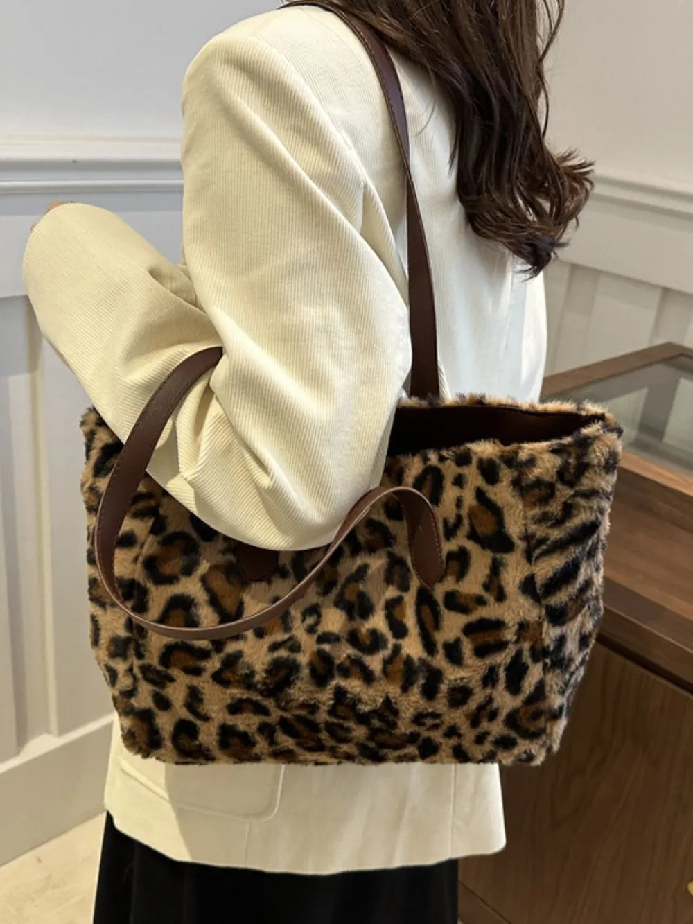 Leopard Faux-Fur Tote Bag