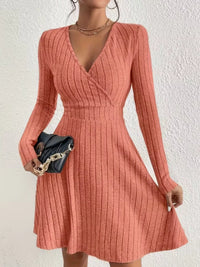 Soft Ribbed Wrap Knit Mini Dress