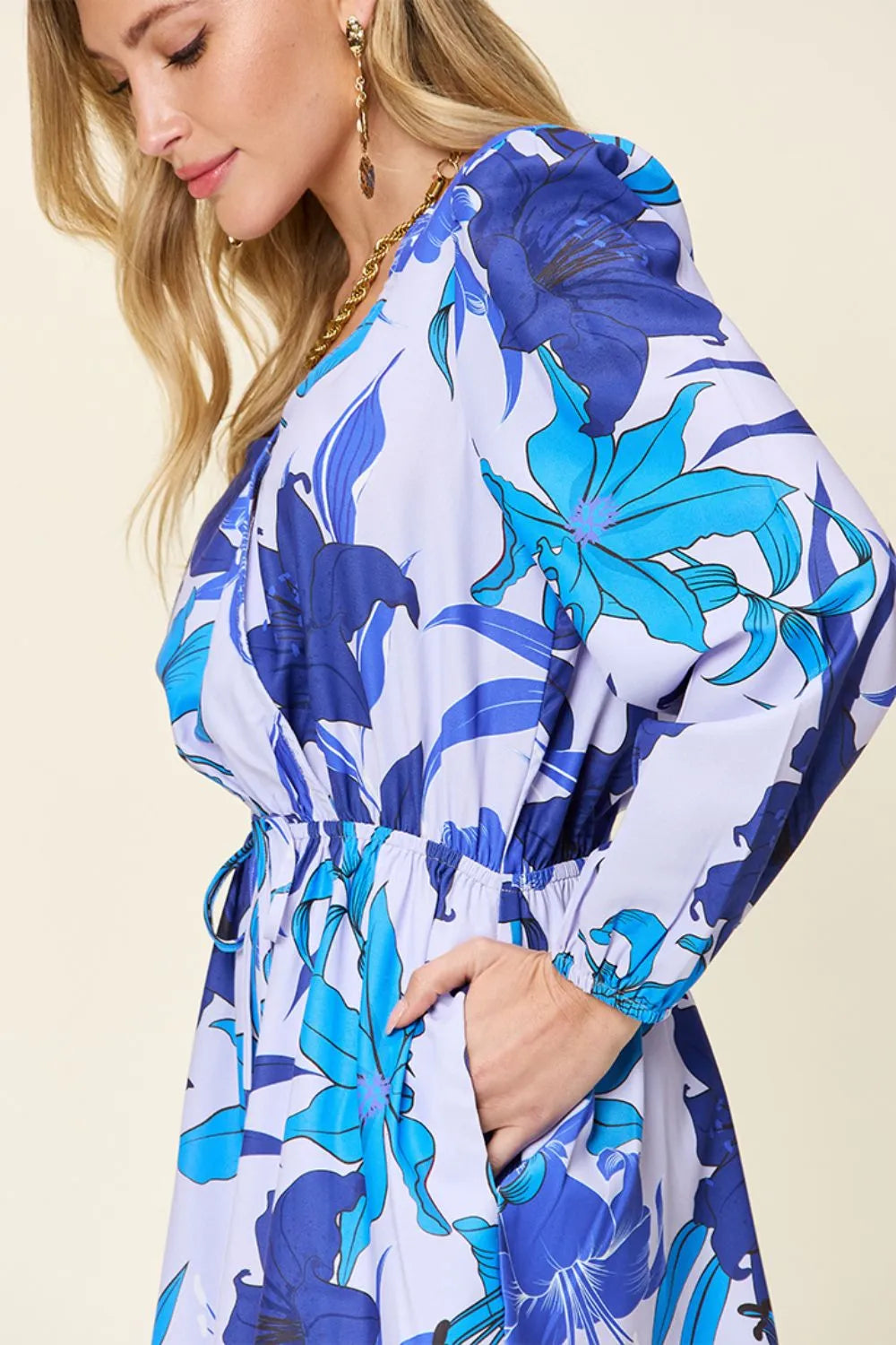 Blue Bloom Long-Sleeve Playsuit