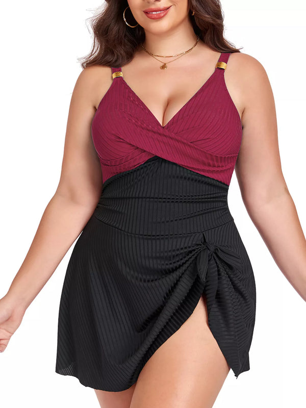 Plus Size Ruched One-Piece Swim Dress