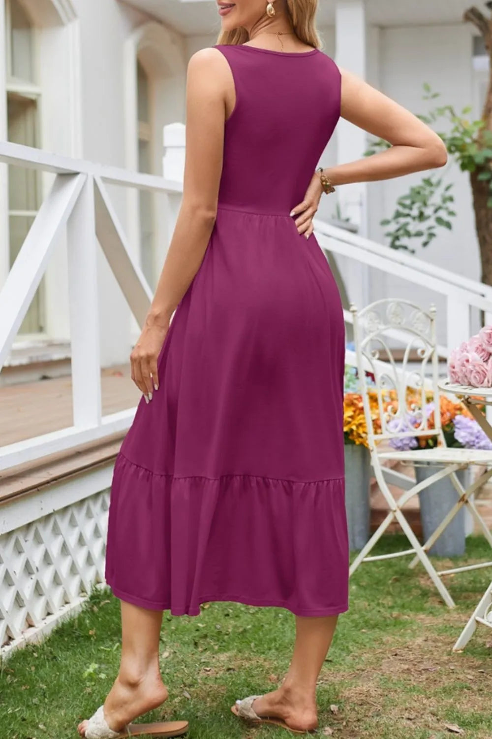 Buttercream Wide-Strap Tank Midi Dress