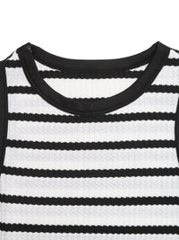 Monochrome Stripe Bodycon Midi Dress