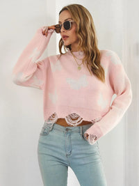 Butterfly Distressed Cropped Jumper
