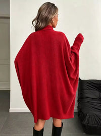 Oversized Ribbed Roll-Neck Jumper Dress