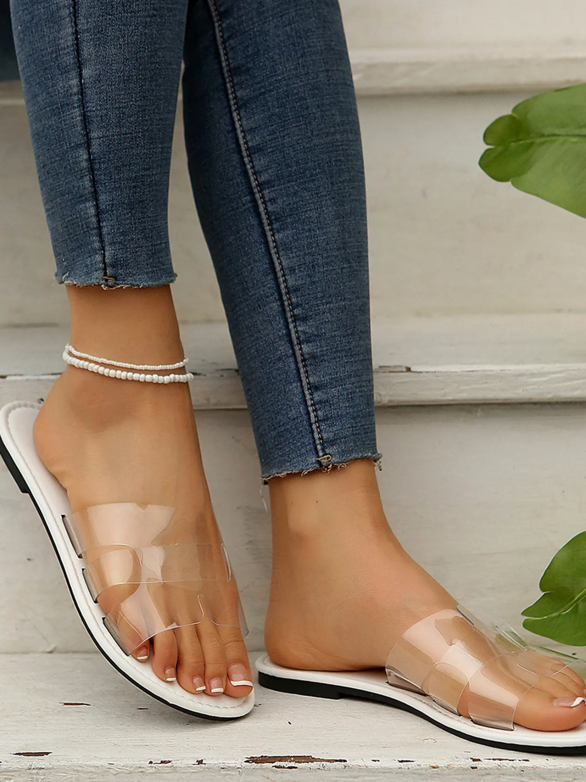 Barely-There Clear Strap Sandals