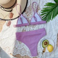 Powder Blue Ribbed Bikini Set
