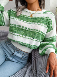 Colour-Block Cropped Knit Jumper