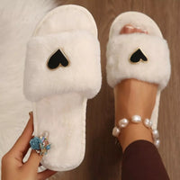 Heart Faux-Fur Slider Slippers