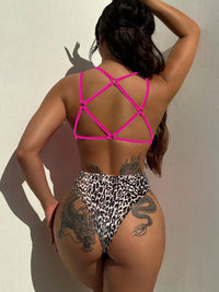 Pink Leopard Plunge Swimsuit