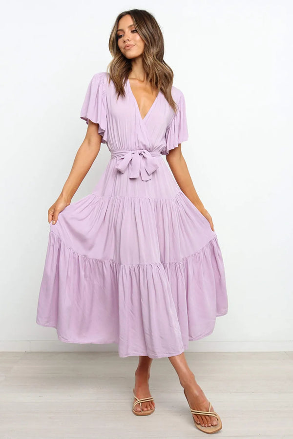 Garden Party Tie-Back Tiered Midi Dress