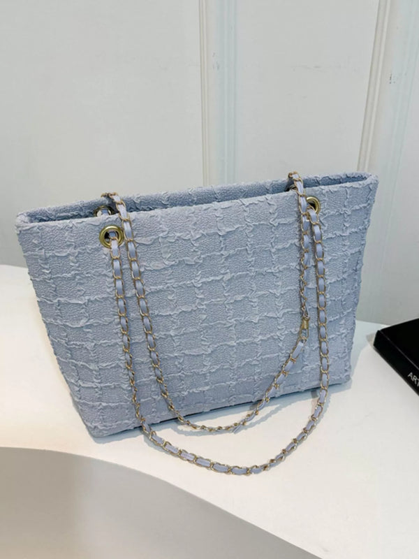 Pastel Tweed Chain Shoulder Bag